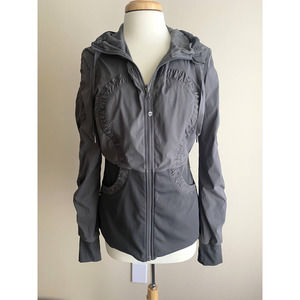 Lululemon Reversible Dance Studio Jacket Grey Zip Up Hooded Thumbholes Size L